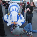 Ravana figure being stuffed with Firecrackers for public display, Wellington